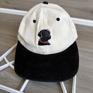 Vintage‎ Black Labrador Retreiver Dog Hat Leather Strapback Head Shots KC Caps